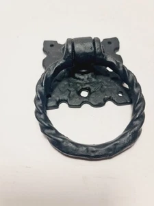 Tirador de anillo de puerta de hierro fundido negro estilo antiguo pesado - Imagen 1 de 12