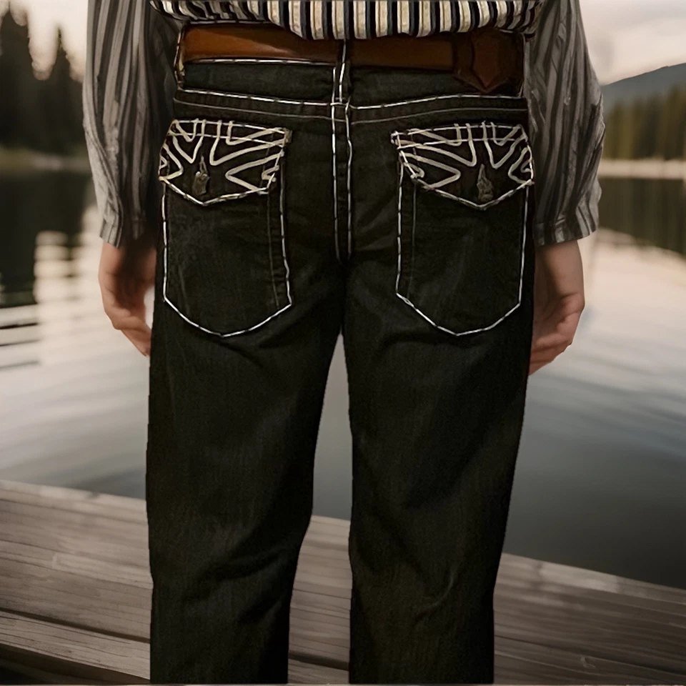 Pantalones de mezclilla Monarchy para hombre azules 33x33 elegantes ropa clásica pierna recta Foto 1 de 4