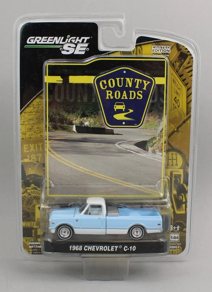 1:64 GreenLight *COUNTY ROADS* Baby Blue 1968 Chevrolet C-10 Pickup Truck *NIP* - Image 1 of 1