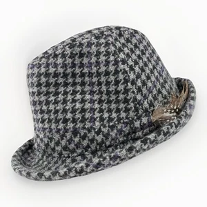 Sombrero Fedora Lauren Ralph Lauren Lana Gris Pata de Gallo M Inglés Country Academia - Imagen 1 de 9