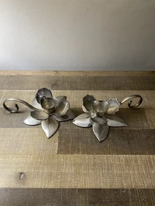 Vintage. 70er Jahre Andrea by Sadek Silber Kerzenständer 2er Set Made in India - Bild 1 von 7