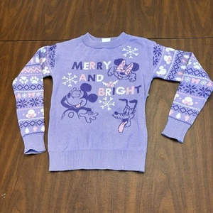 Disney 100 Mickey Minnie Mouse Merry And Bright Christmas Sweater XS 4/5 Girls - Picture 1 of 3