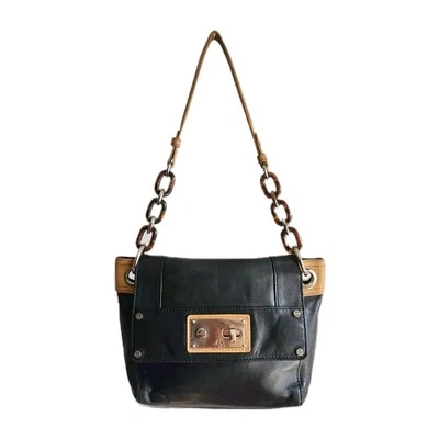 MILLY кожи черепаха ремень наплечная сумка сумочка черный и желтовато-коричневый - Изображение 1 из 4