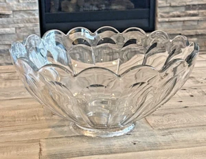 Wow! Elegant Heisey Clear Thick Glass Punch Bowl Colonial Pattern 14" Beautiful! - Picture 1 of 9
