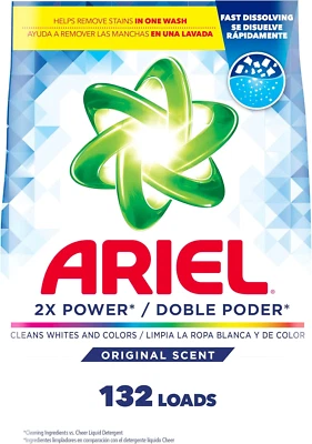 PROCTER & GAMBLE Ariel Powder Laundry Detergent, Original Scent, 211 Ounces 132 Loads, 13.19 Poun