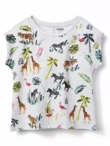 NWT Gymboree Girls Camp Must Haves Safari Tiger Flamingo Crop Top Shirt S 5 6 - Picture 1 of 1