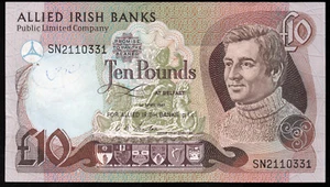 ALLIED IRISH BANKS LTD £10 ten pound banknotes 1986 1987 1988 real currency - Picture 1 of 7