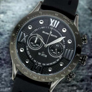 NEW Studer Schild 1229M Mens Limited Edition Black Dial Jet Black Silicone Watch - Picture 1 of 3
