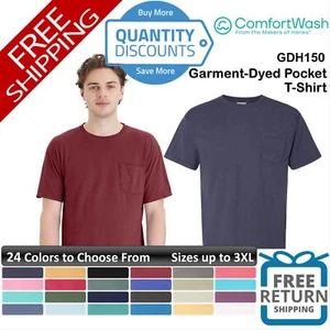 🔥 ComfortWash by Hanes Unisex Garment-Dyed Pocket T-Shirt Up To 3XL GDH150 - Picture 1 of 149