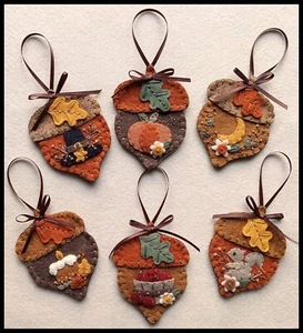 PATTERN!~*Magical Fall*~Autumn Ornaments~wool applique~ PATTERN! - Picture 1 of 7