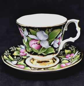 ROYAL ALBERT Lady Slipper Demitasse Cup & Saucer - Provincial Flowers - Picture 1 of 6