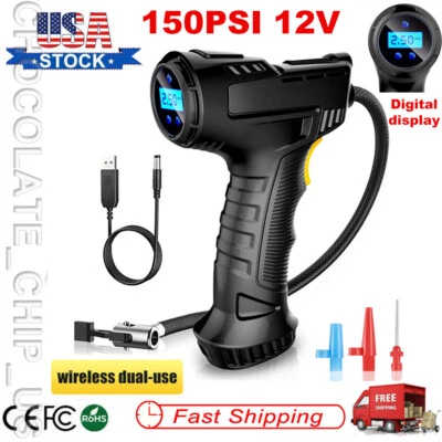 Wireless Handheld Tire Inflator Portable Electric Car Air Pump Compressor 150PSI - Image 1 of 4