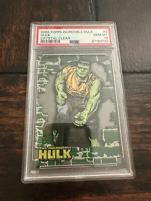 2003 TOPPS THE INCREDIBLE HULK CRYSTAL CLEAR #4 HULK POP 3 PSA 10 GEM MINT - Image 1 of 2