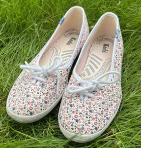 Rare Keds Floral Ballet Flat Style Sneaker - Size 6 - Shock-Proof Cushioned Heel - Picture 1 of 5