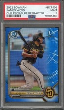 2022 Bowman Chrome Prospects James Wood Blue Refractor /150 PSA 9 Mt #BCP108 1st