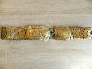 Vintage Ottoman / Balkan Heavy Brass Belt with Buckle~Hippie~Sz 30 1/4~steampunk - Picture 1 of 7