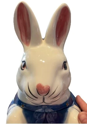 Tarro de galletas de conejo blanco vintage Alicia en el país de las maravillas. N.S. Gustin Co. Aprox 13”H Foto 1 de 4