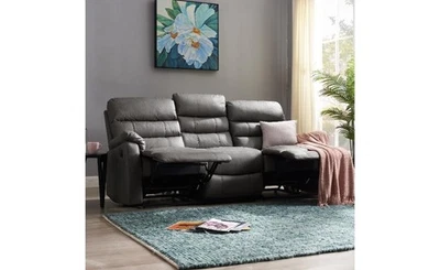 UNBEATABLE Sofa Suite 3+2+1 Armchair Set Manual Recliner Air Leather Brown Grey Padded