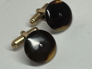 Antique GOLD FILLED Art Deco Faux Tortoiseshell Cuff Links Art Deco Vintage - Picture 1 of 15