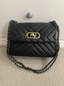 Dune London Black Chrome Small Regent Quilted Shoulder Bag £160 rrp - Picture 1 of 7