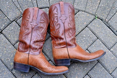 BOTAS occidentales Lucchese CLÁSICAS Teju piel de lagarto talla 9D acabado bronceado D96225 Foto 1 de 4