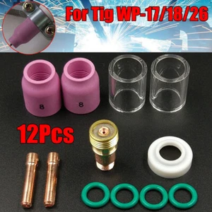 12Pcs TIG Welding Torch Stubby Gas Lens #10 Pyrex Glass Cup Kit For WP-17/18/26 - Bild 1 von 6