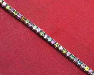 Multi Tourmaline Gemstone Bracelet 925 Sterling Silver Tennis Bracelet Gift - Picture 1 of 6