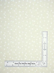 Stars Star Fabric Half-Yard White on Cream Patriotic Cotton Santee Blender Tonal - Picture 1 of 1