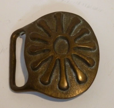Arte Latón Kutner Abstracto Sol Boho Hippie Modernista Años 70 Vintage Hebilla de Cinturón Foto 1 de 4