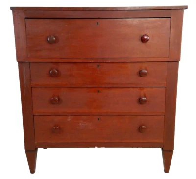 Mediados de 1800 Coctelera roja lavada Cómoda Antigua Pintura Original Foto 1 de 4