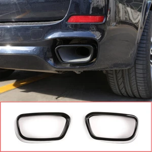 Black Steel Rear Exhaust Tip Tail Pipe For BMW X5 F15 X6 M Sport 2014 -2018 - Picture 1 of 12