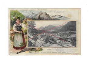 Nr.51967 Präge Litho PK Lofer Frau in Tracht  gel 1905  Salzburg - Bild 1 von 2