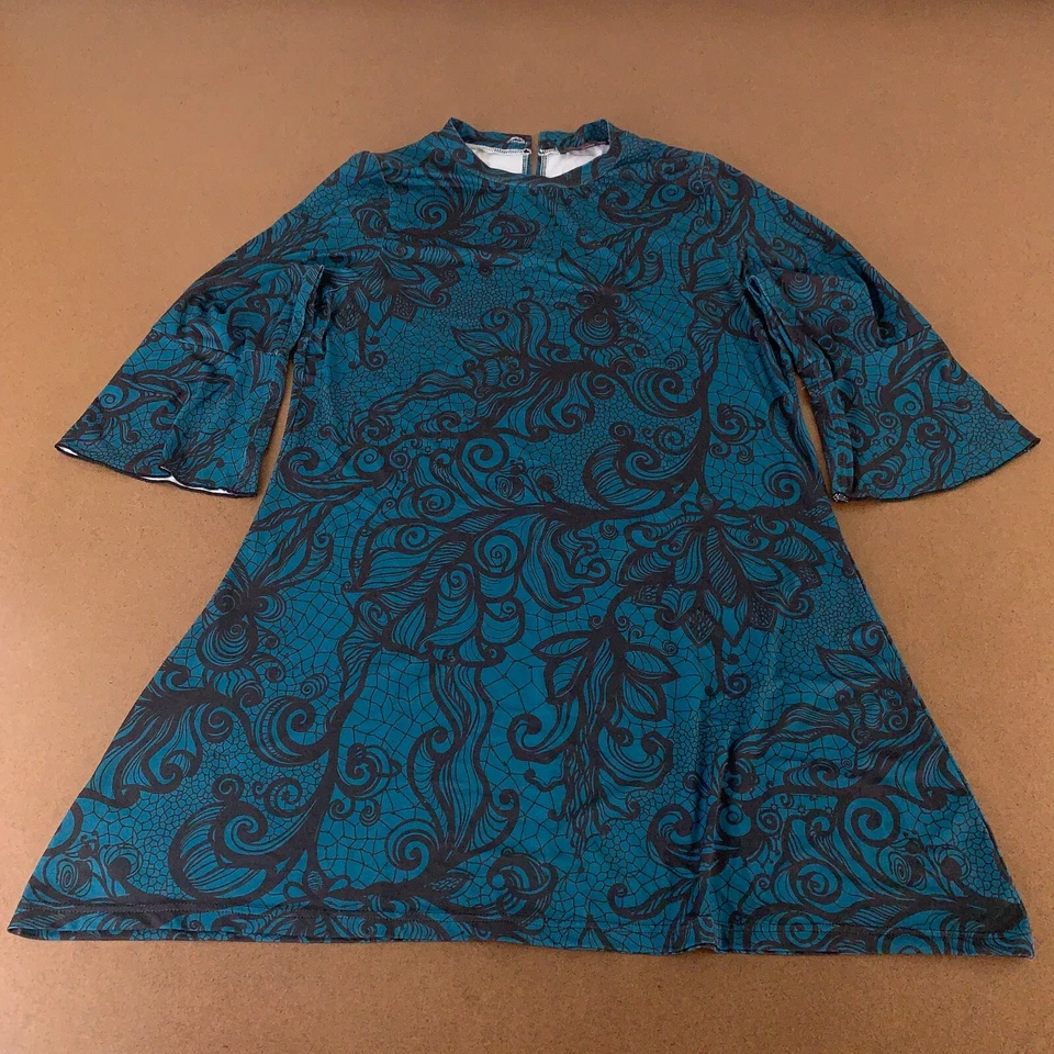 Vestido para mujer Azalea talla XL azul profundo estampado floral manga acampanada línea A Foto 1 de 4