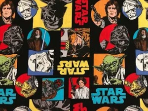 STAR WARS FABRIC -18" x 44" HALF YARD 100% COTTON MASKS DARTH JEDI TROOPER - Picture 1 of 3