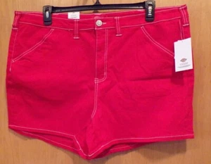 Rote Denim DICKIES genähte SHORTS ~ Junior ÜBERGRÖSSEN ~ NEU mit Etikett - Bild 1 von 2