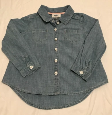 Top de mezclilla manga larga azul marino antiguo para niña talla 3T Foto 1 de 4