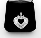 1.0+tcw Beautiful Diamond Heart Baguette Round Solid 18k 750 White Gold Pendant