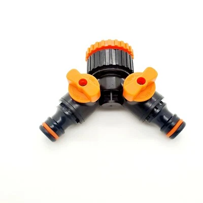 Hose Pipe Splitter 2 way Connector Adaptor Garden Tap Individually Switched New - Image 1 of 4