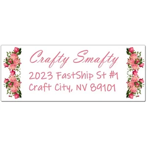 30 etiquetas personalizadas de dirección de devolución personalizadas con bordes de flores rosadas 1 x 2,625" - Imagen 1 de 2