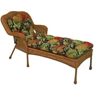 74-inch by 19-inch U-Shaped Outdoor Tufted Chaise Lounge Cushion Tropique Raven - Picture 1 of 1