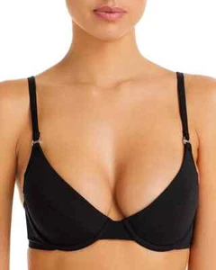 NWT! Fleur du Mal Women's Sz 34B Jersey Lined Plunged Underwire Demi Bra BR0313 - Picture 1 of 11