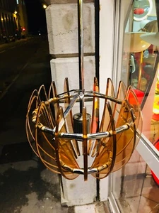 Lamp Suspension 70s Glass Amber Murano Crystal Bracelet Art Design Chandellier - Picture 1 of 12