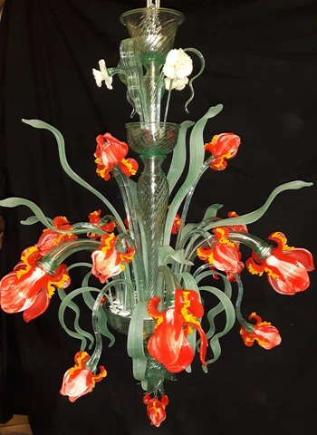 Custom made UNIQUE MURANO GLASS CHANDELIER  IRIS VAN GOGH . Col:Purple Cover