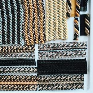 Crafting Trim Decorative Fringe Pieces. 30 pcs Sewing Blk Gray Beige Braided - Picture 1 of 9