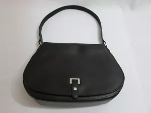 ANN TAYLOR BLACK LEATHER SHOULDERBAG - Picture 1 of 7