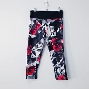 Bally Leggings Womens Small S Black Floral Gym Exercise Active Wear - Picture 1 of 9