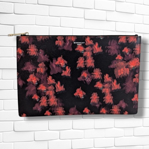 Pochette pochette vintage Givenchy nera rivestita floreale tela con cerniera