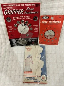 3 VINTAGE CARDS w/ SNAP FASTENERS /RISDON/GRIPPER / SEWING/ VANITY FAIR REPAIR - Picture 1 of 6