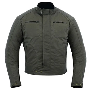 Warrior Gears® Men's Vintage Style Waxed Cotton Motorcycle Jacket CE Armours - Picture 1 of 5