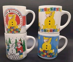 4 x BBC Children in Need Pudsey Bear Tassen Vintage Sortiment von 1986 SET B - Bild 1 von 8